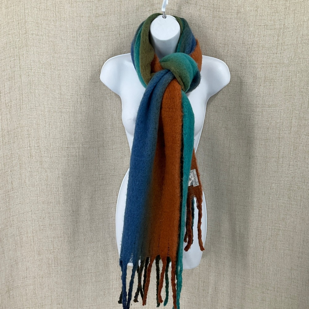 Susan Graver Scarf Womens OS Multicolor Ombre Tassel Fringe Boho Cozy